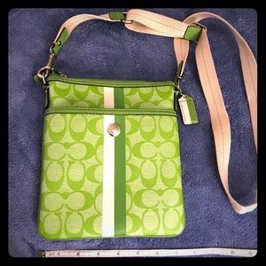 Coach Green Signature Stripe Swingpack Crossbody